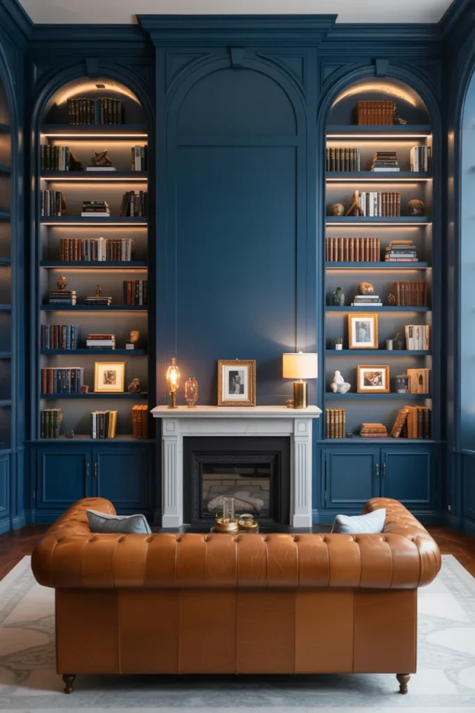 Arched Built-In Bookcase Alcoves