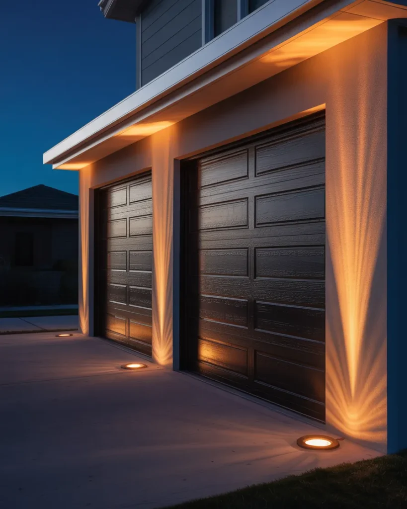 Driveway Uplighting Garage Dooor