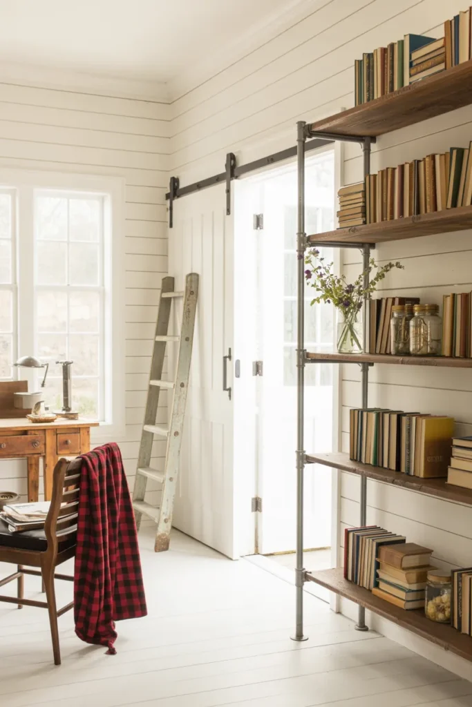 Farmhouse Shiplap Library Wall