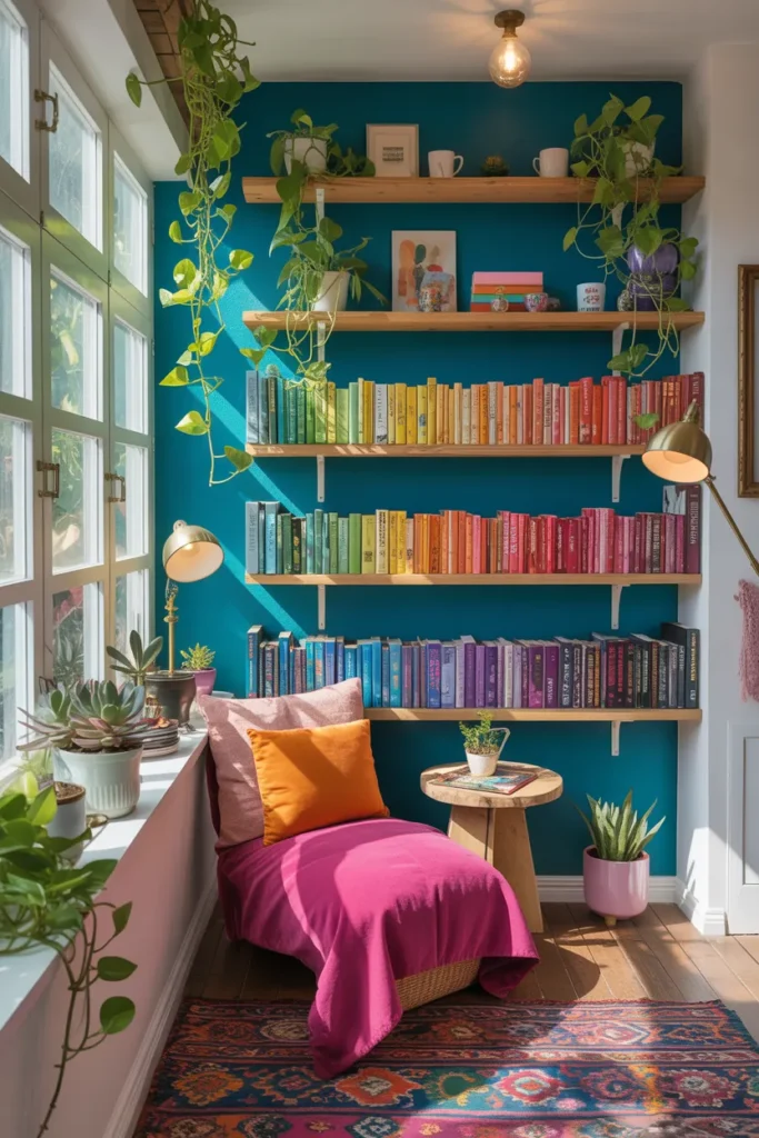 Rainbow Bookshelf Corner
