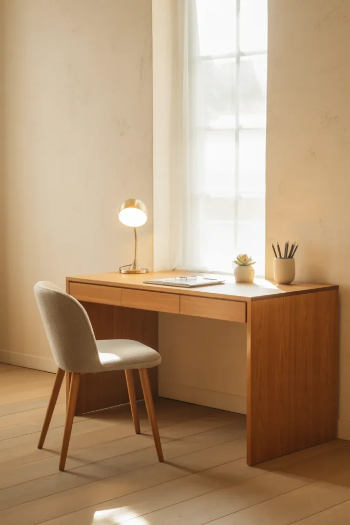 Warm Neutral Desk Setup