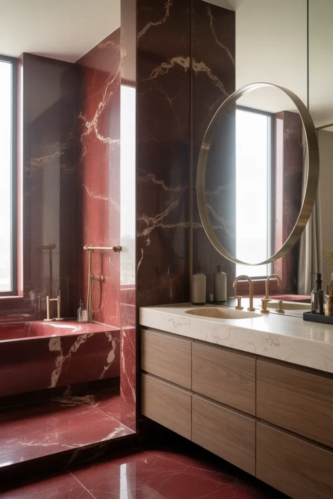 Red Marble Feature Wall