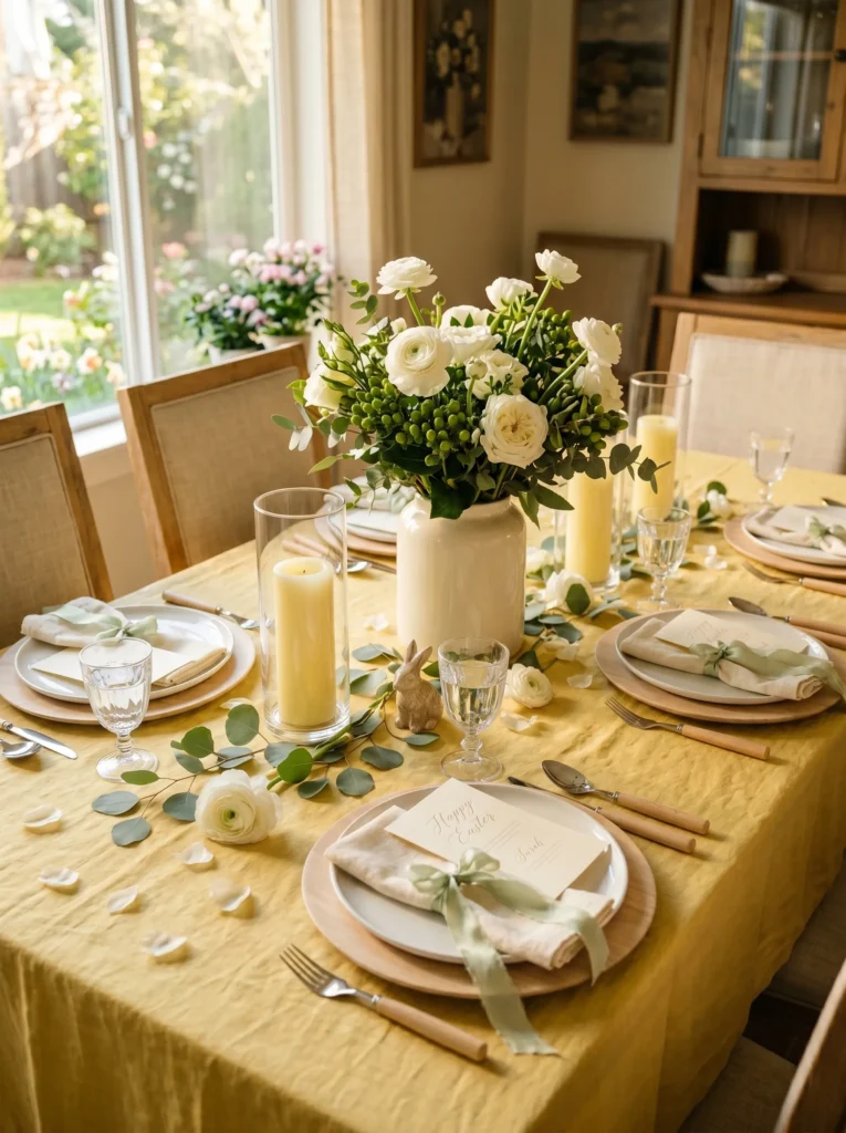 Citrine Yellow Linen with White Florals