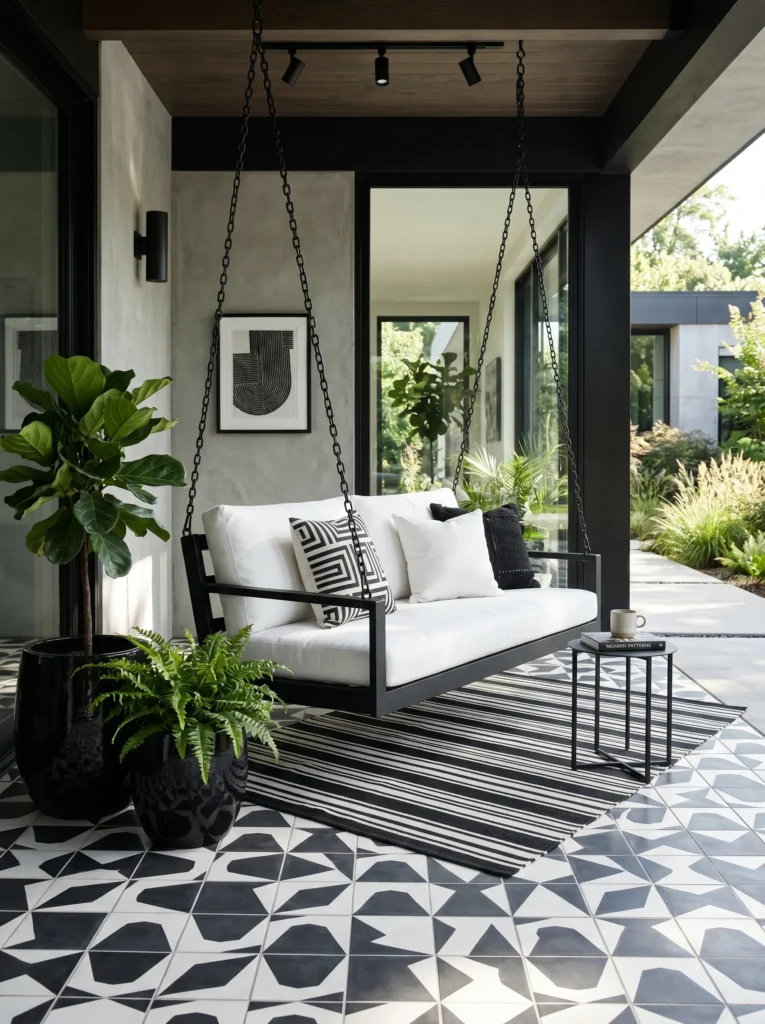 Black and White Modern Porch Swing