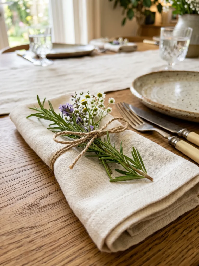 Floral Napkin Rings with Herbs