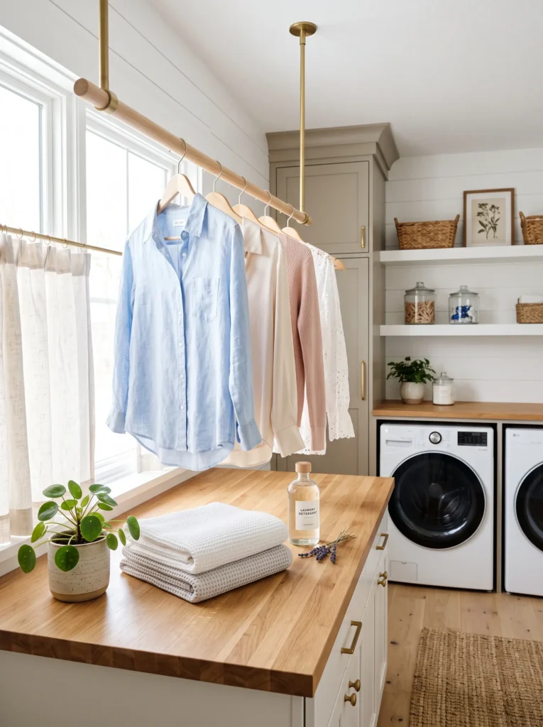 Curtain-Hidden Utility Closet