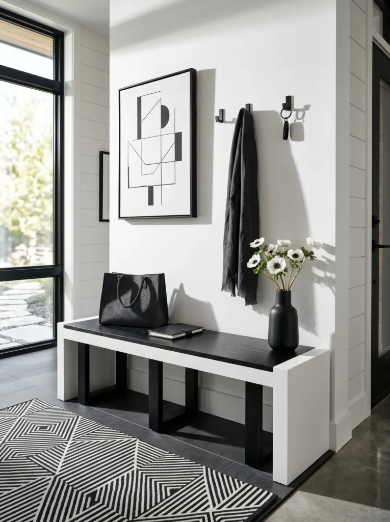 Modern Black and White Bench