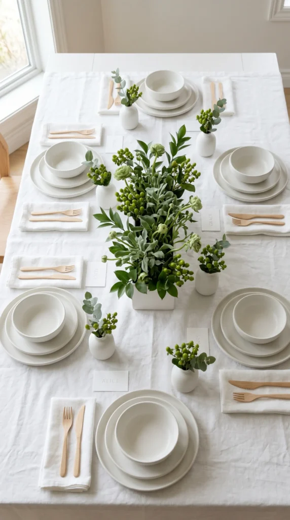 Minimalist White-on-White with Green Stems