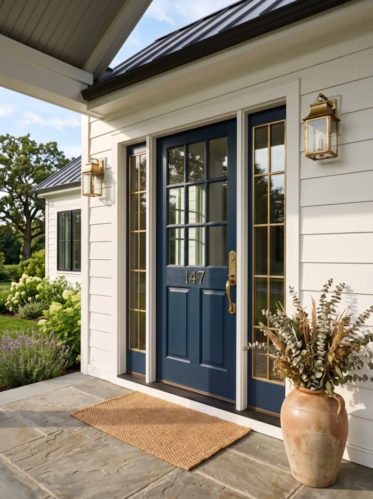 Deep Navy with Brass Accents