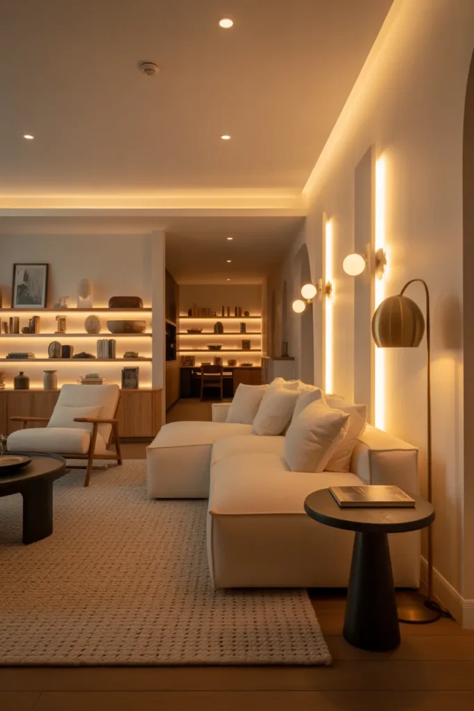Layered Basement Lighting