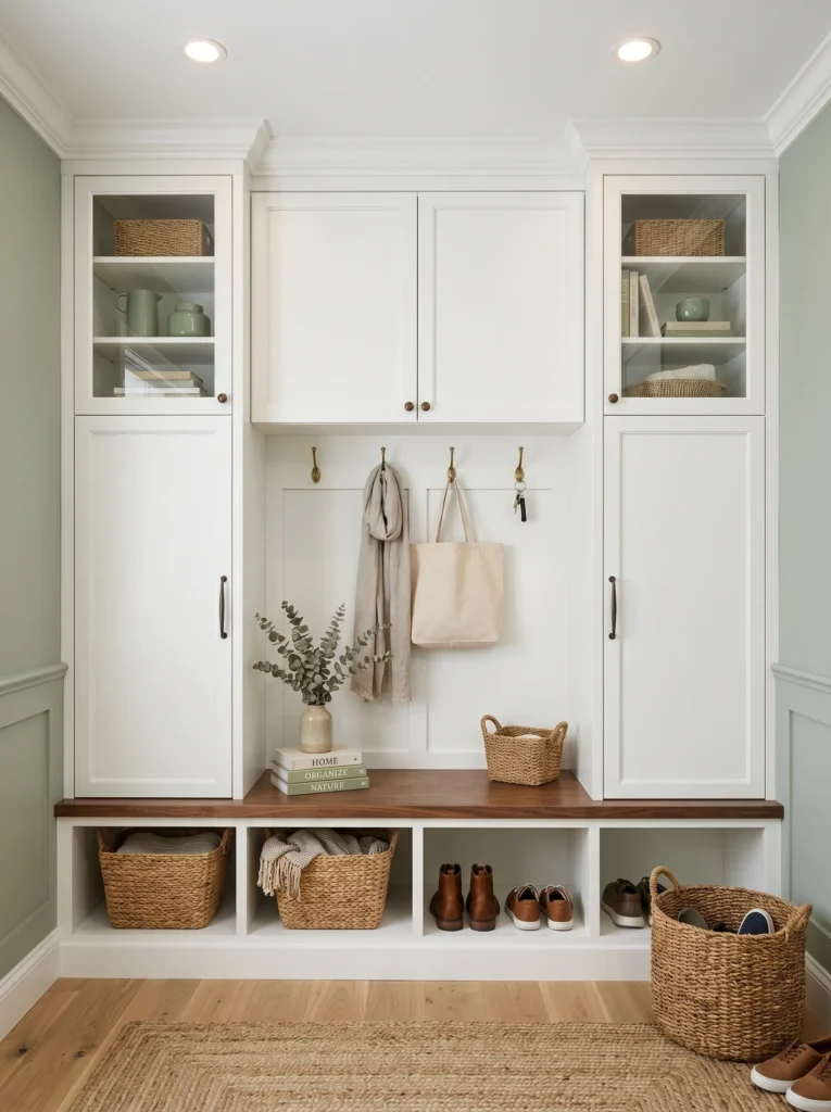 Bench with Overhead Cabinets