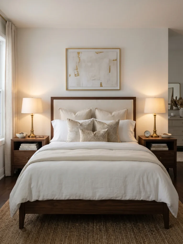 Symmetrical Nightstands & Lamps