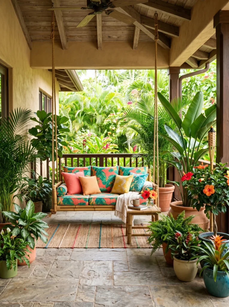 Tropical Paradise Porch Swing