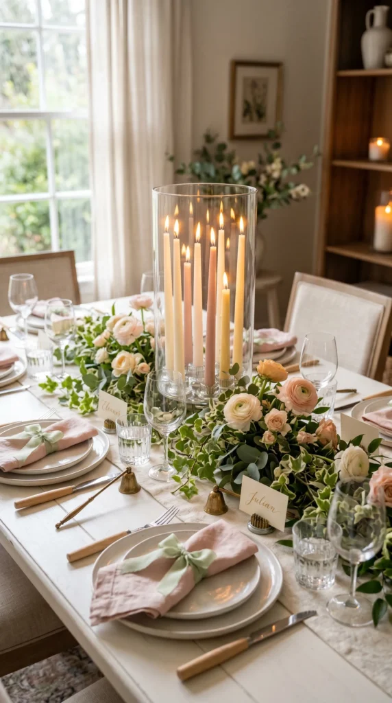 Tall Candle Arrangement with Trailing Ivy