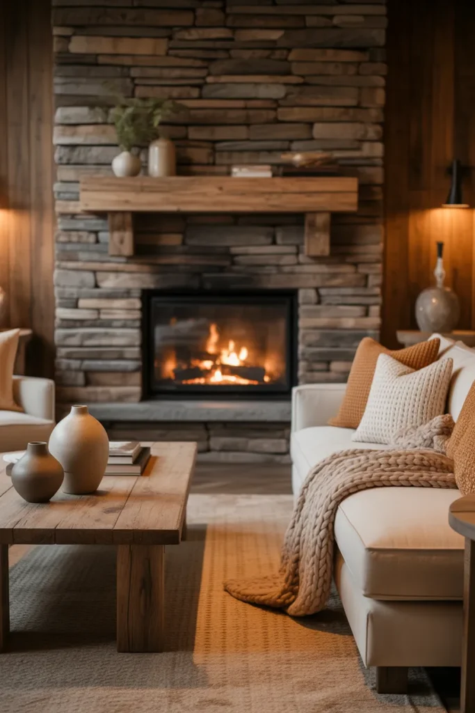 Stone Fireplace Feature