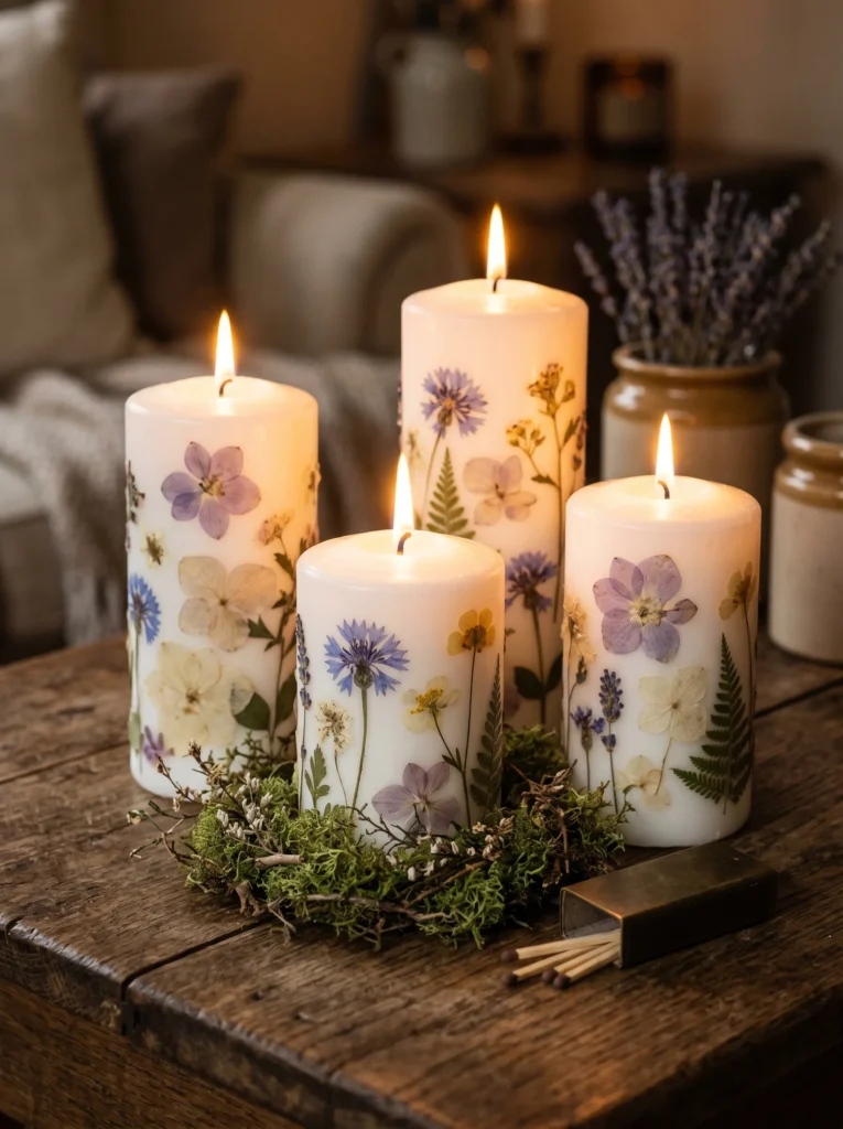 Pressed Flower Candles