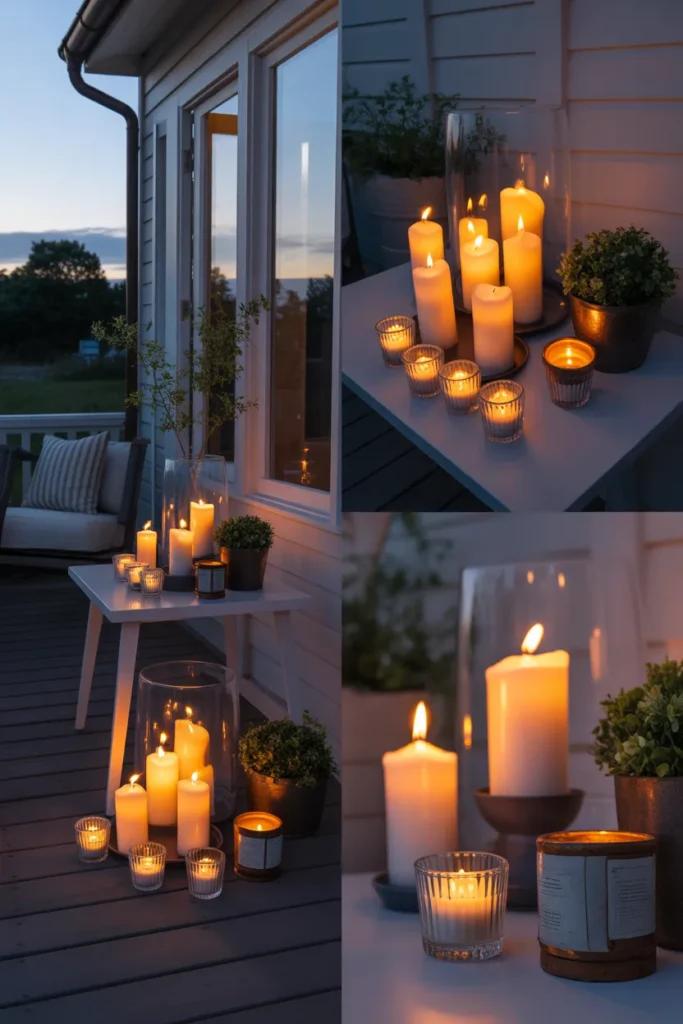 Flickering Candles in Glass & Metal