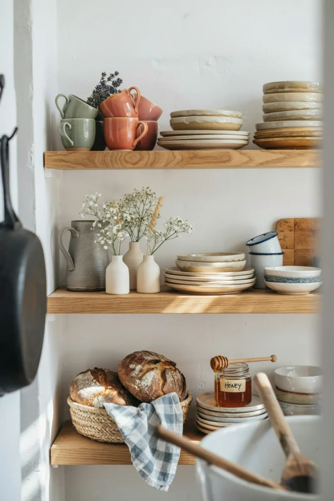 Open Shelf Pottery Display