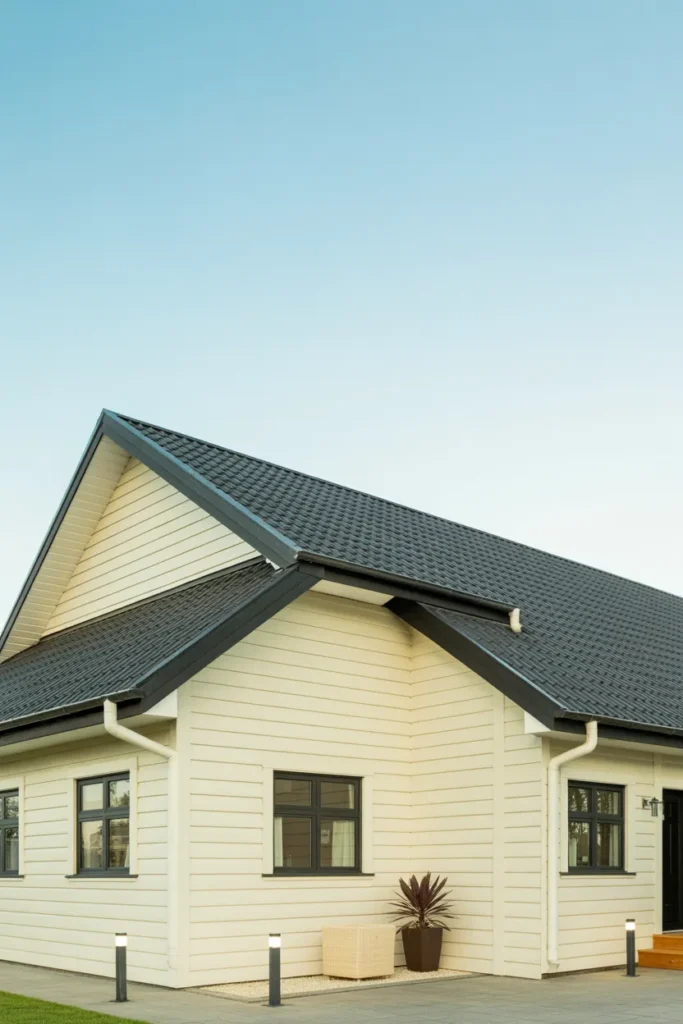 Light Siding with Dark Roofline