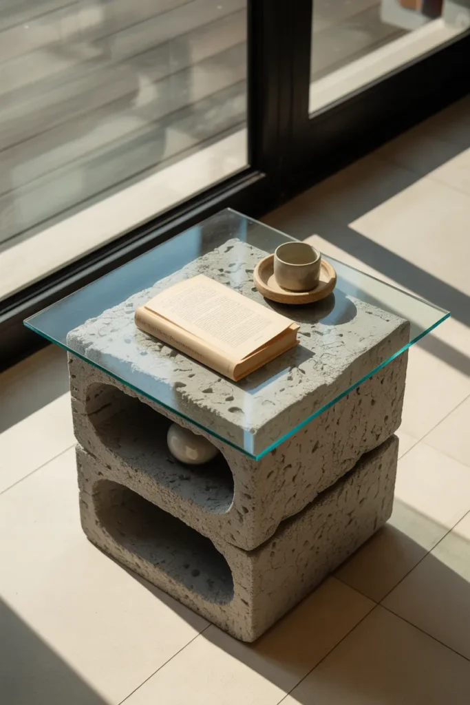 Concrete Block Side Table