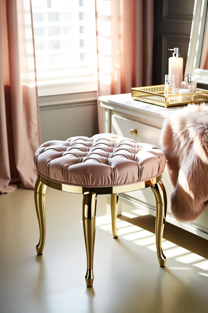 Velvet Vanity Stool