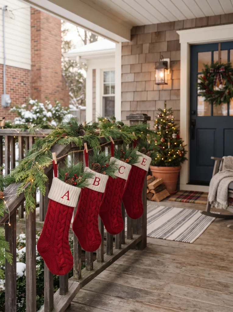 Holiday Stockings on Railing