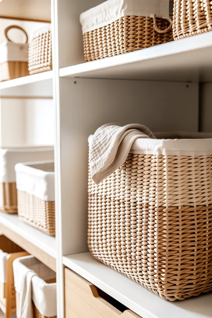 Textured Linen Storage Baskets