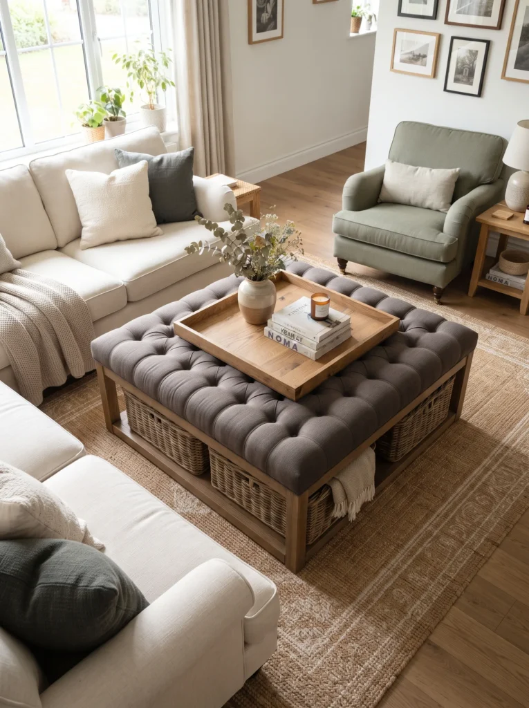 Scaled-Up Storage Ottoman