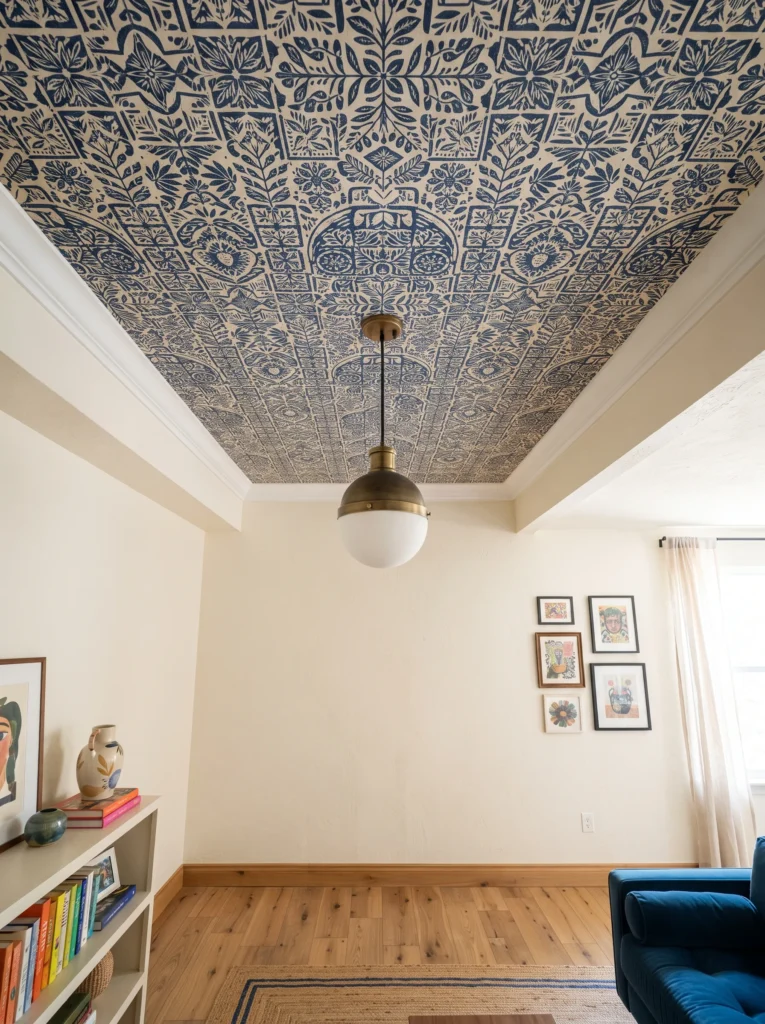 Statement Ceiling with Wallpaper