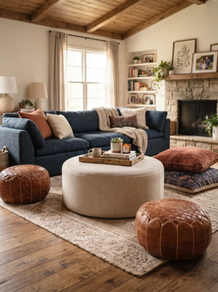 Flexible Seating with Ottomans and Poufs