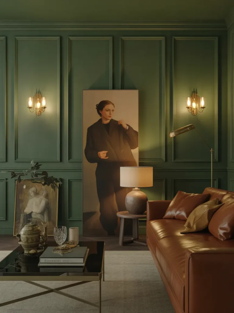 Dark Green Paneled Wall
