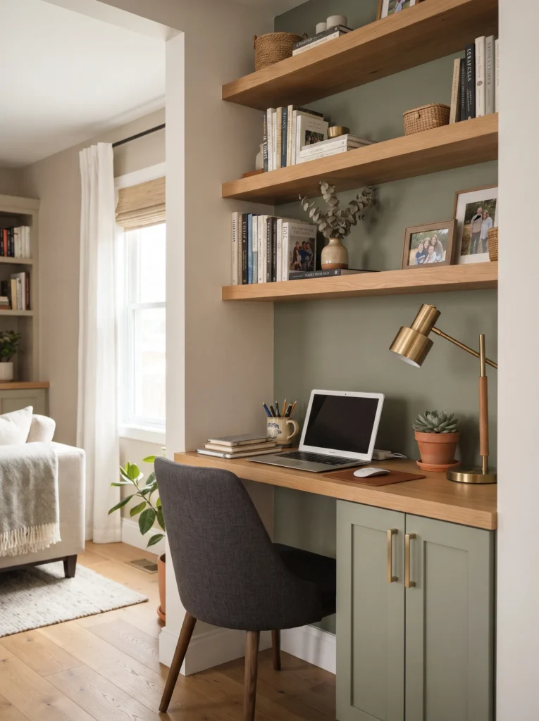 Compact Built-In Desk for a Work Zone