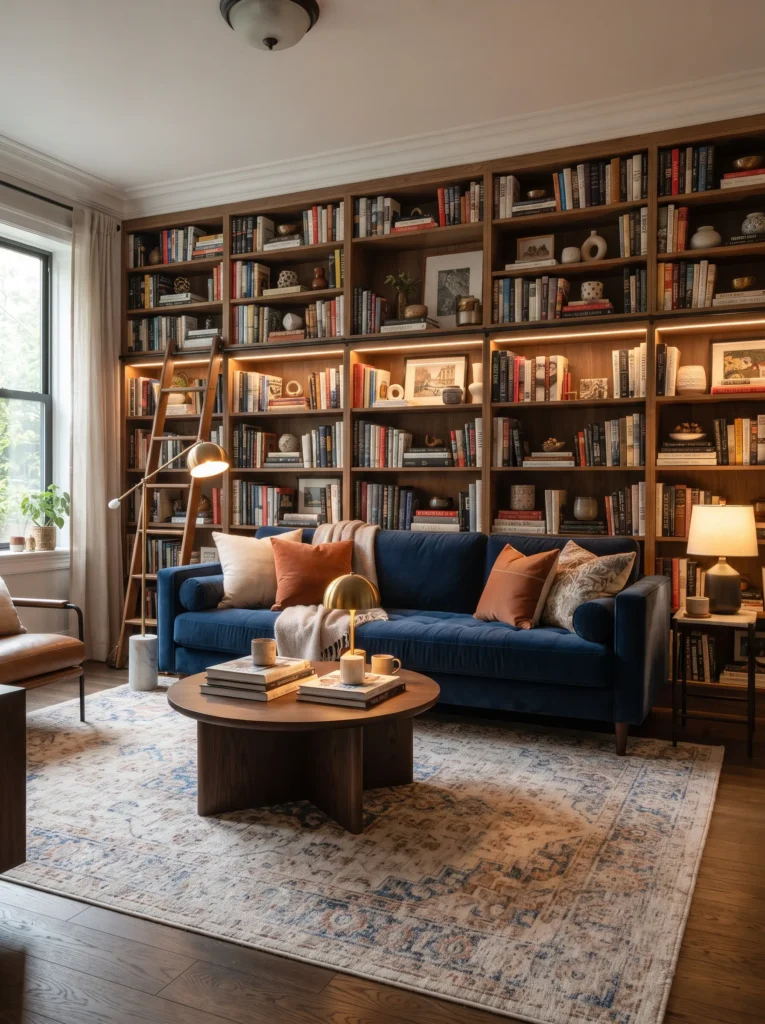 Bookshelf Wall Behind Sofa