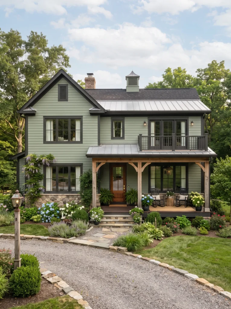 Green Farmhouse Exterior