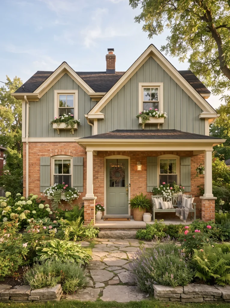 Sage Green Siding and Accents