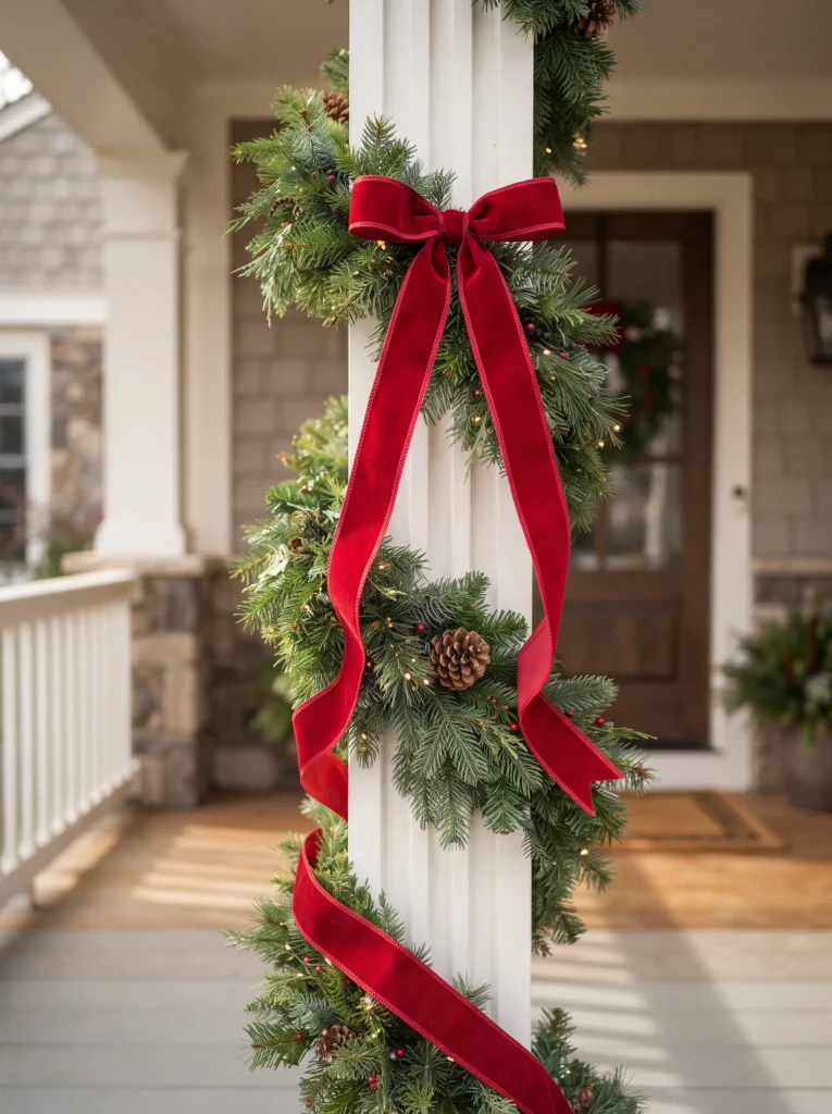 Ribbon-Wrapped Porch Posts