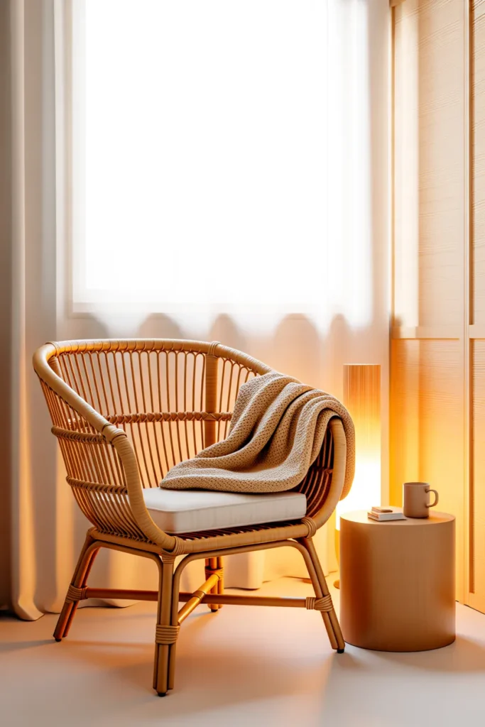  Natural Rattan Chair in Corner