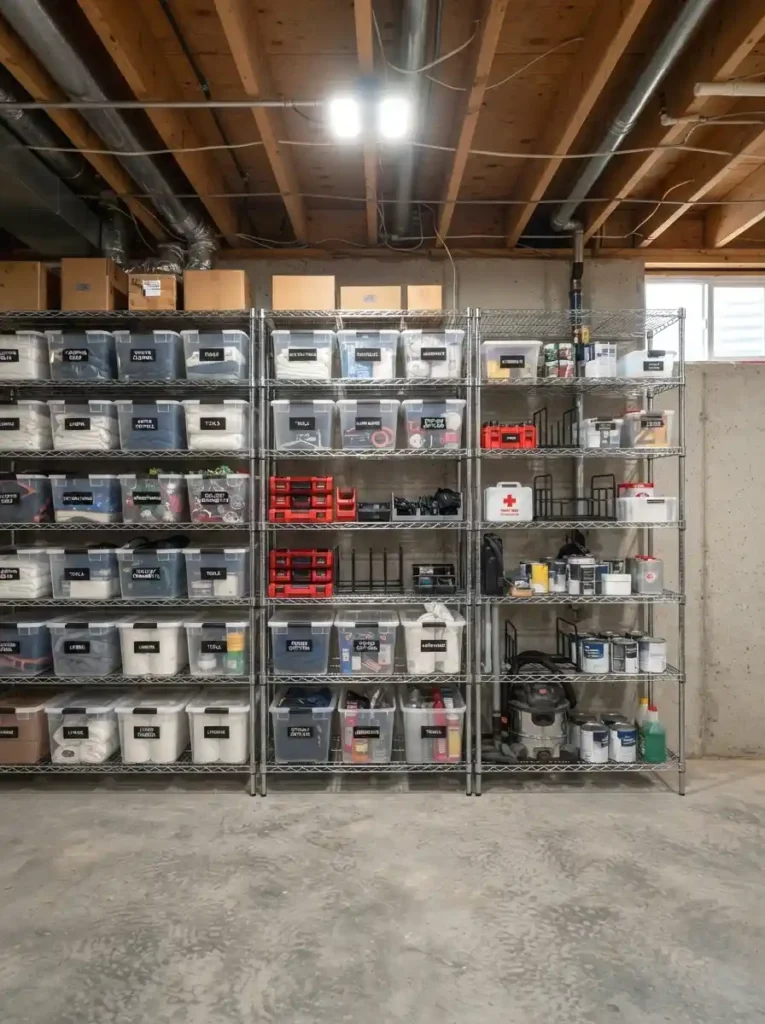Industrial Wire Shelving Wall