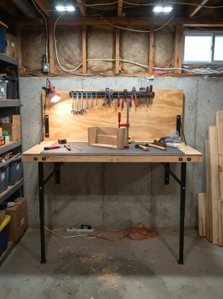 Wall-Mounted Folding Workbench