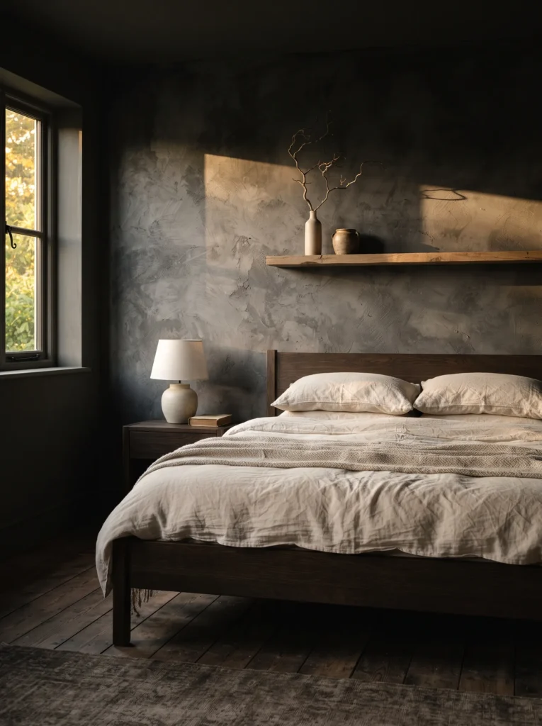 Limewashed Charcoal Feature Wall