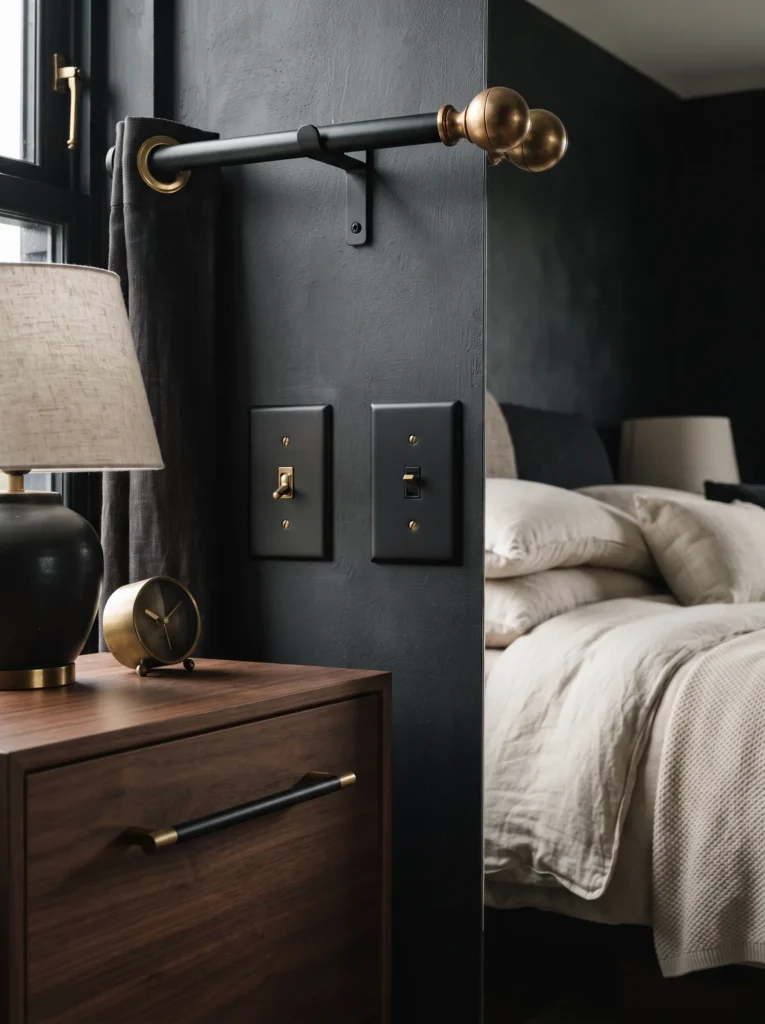 Coordinated Black and Brass Hardware Set