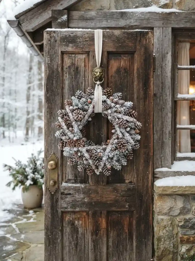 Snow-Dusted Pinecone Wreath