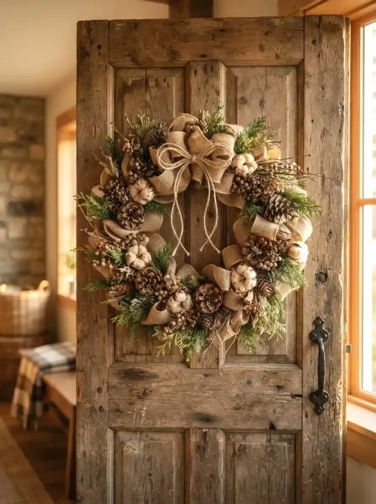 Rustic Burlap and Pinecone
