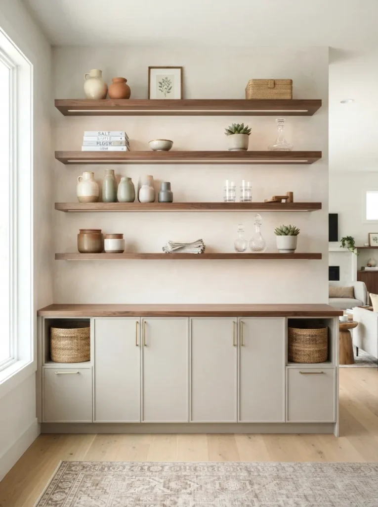 Open Shelving Display Wall