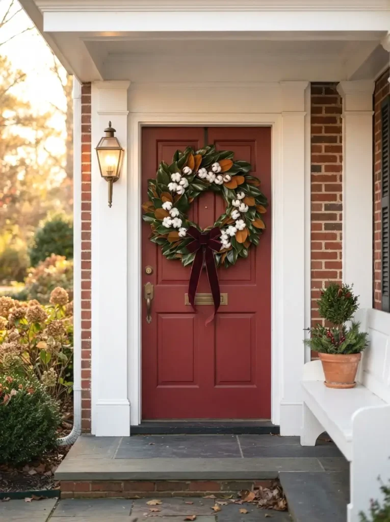 Magnolia Leaf & Cotton Boll Wreath